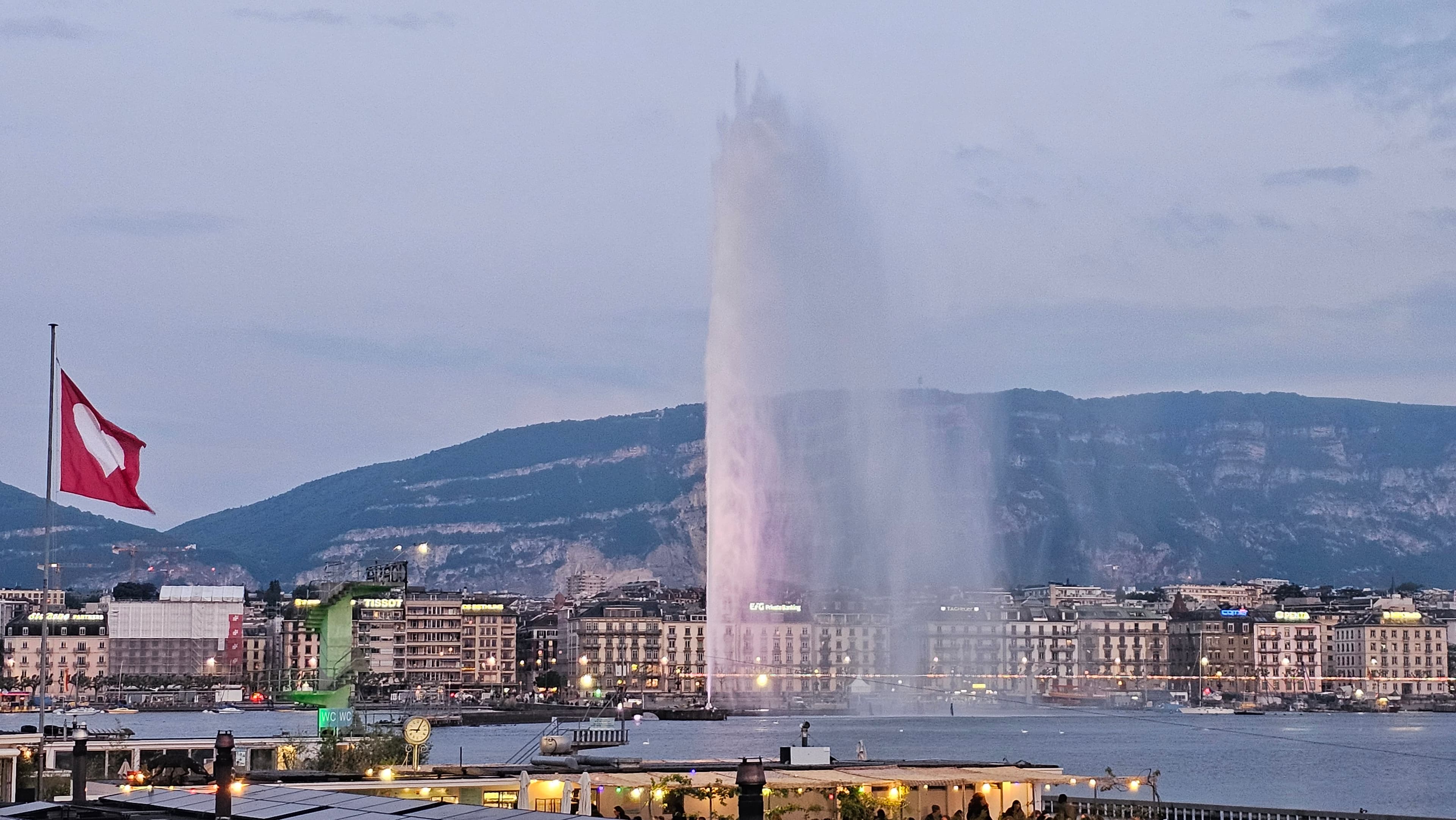 View over Geneva with the Alps